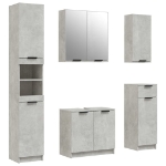 Set Mobili da Bagno 5 pz Grigio Cemento in Legno Multistrato