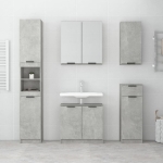 Set Mobili da Bagno 5 pz Grigio Cemento in Legno Multistrato