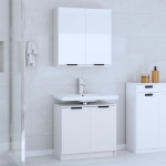 Set di Mobili da Bagno 2 pz Bianco in Legno Multistrato