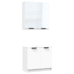 Set di Mobili da Bagno 2 pz Bianco in Legno Multistrato