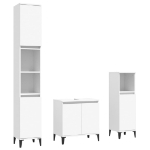 Set Mobili da Bagno 3 pz Bianco in Legno Multistrato