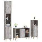 Set Mobili da Bagno 3 pz Grigio Sonoma in Legno Multistrato