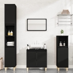 Set Mobili da Bagno 3 pz Nero in Legno Multistrato