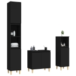 Set Mobili da Bagno 3 pz Nero in Legno Multistrato