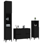 Set Mobili da Bagno 3 pz Nero in Legno Multistrato