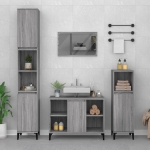 Set Mobili da Bagno 3 pz Grigio Sonoma in Legno Multistrato