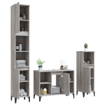 Set Mobili da Bagno 3 pz Grigio Sonoma in Legno Multistrato