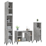 Set Mobili da Bagno 3 pz Grigio Cemento in Legno Multistrato