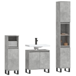 Set Mobili da Bagno 3 pz Grigio Cemento in Legno Multistrato