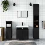 Set di Mobili da Bagno 3 pz Nero in Legno Multistrato