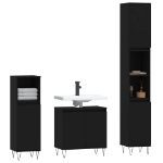 Set di Mobili da Bagno 3 pz Nero in Legno Multistrato