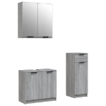 Set Mobili da Bagno 3 pz Grigio Sonoma in Legno Multistrato