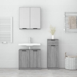 Set Mobili da Bagno 3 pz Grigio Sonoma in Legno Multistrato