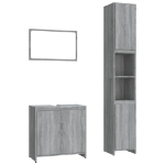 Set Mobili da Bagno 3 pz Grigio Sonoma in Legno Multistrato