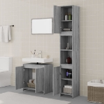 Set Mobili da Bagno 3 pz Grigio Sonoma in Legno Multistrato