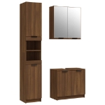 Set Mobili da Bagno 3 pz Rovere Marrone in Legno Multistrato