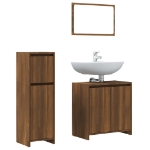 Set Mobili da Bagno 3 pz Rovere Marrone in Legno Multistrato