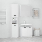 Set di Mobili da Bagno 3 pz Bianco in Legno Multistrato