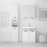 Set di Mobili da Bagno 3 pz Bianco in Legno Multistrato