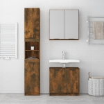 Set Mobili da Bagno 3 pz Rovere Fumo in Legno Multistrato