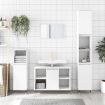 Set Mobili da Bagno 3 pz Bianco in Legno Multistrato