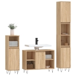 Set Mobili da Bagno 3 pz Rovere Sonoma in Legno Multistrato