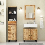 Set Mobili da Bagno 3pz in Legno Massello di Mango