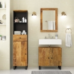 Set Mobili da Bagno 3pz in Legno Massello di Mango