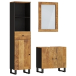 Set Mobili da Bagno 3pz in Legno Massello di Mango