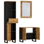 Set Mobili da Bagno 3pz in Legno Massello di Mango