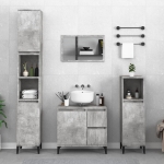 Armadietto Bagno Grigio Cemento 30x30x190 cm Legno Multistrato