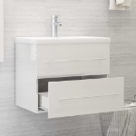 Mobile Lavabo Bianco Lucido 60x38,5x48 cm in Legno Multistrato