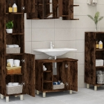 Armadietto Bagno Rovere Fumo 60x32x53,5 cm in Legno Multistrato