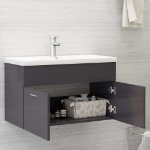 Mobile Sottolavabo Grigio Lucido 80x38,5x46cm Legno Multistrato