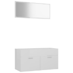 Set Mobili da Bagno 2 pz Bianco Lucido in Legno Multistrato