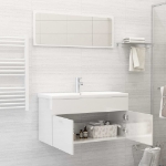 Set Mobili da Bagno 2 pz Bianco Lucido in Legno Multistrato