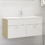 Mobile Lavabo Bianco e Rovere Sonoma 100x38,5x46cm Multistrato