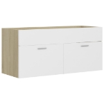 Mobile Lavabo Bianco e Rovere Sonoma 100x38,5x46cm Multistrato