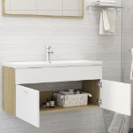 Mobile Lavabo Bianco e Rovere Sonoma 100x38,5x46cm Multistrato