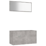 Set Mobili da Bagno 2 pz Grigio Cemento in Legno Multistrato