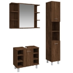 Set Mobili da Bagno 3 pz Rovere Marrone in Legno Multistrato