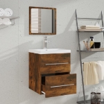 Mobile da Bagno con Specchio Rovere Fumo 41x38,5x48 cm