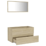 Set Mobili da Bagno 2 pz Rovere Sonoma in Legno Multistrato