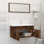 Set Mobili da Bagno 2 pz Rovere Fumo in Legno Multistrato