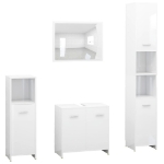 Set Mobili da Bagno 4 pz Bianco Lucido in Truciolato