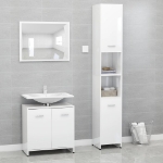 Set Mobili da Bagno 3 pz Bianco Lucido in Truciolato