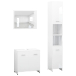 Set Mobili da Bagno 3 pz Bianco Lucido in Truciolato