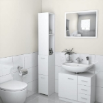 Armadietto da Bagno Bianco 25x26,5x170 cm in Legno Multistrato