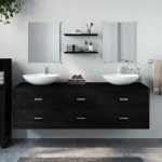 Set Mobili da Bagno 5 pz Nero in Legno Multistrato