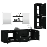 Set Mobili da Bagno 7 pz Nero in Legno Multistrato